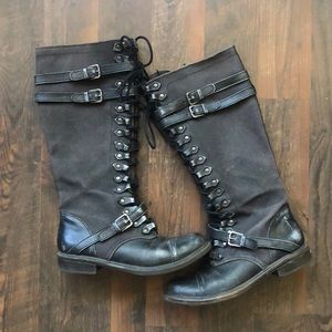 Lace up black high calf boots by Zigi Girl